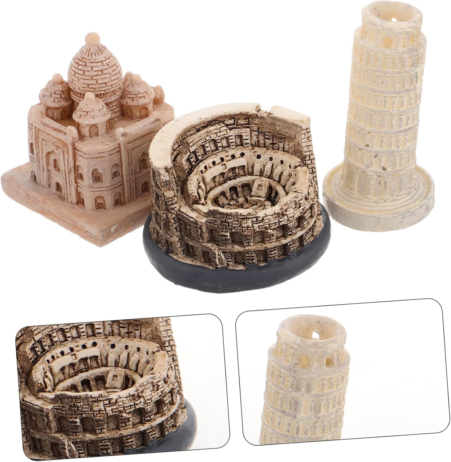 UPKOCH 1set Miniature Landmark Models Detailed Architecture Decor for Home Office Tiny Ornaments for Collectors Includes Roman Colosseum Taj Mahal Leaning Tower of