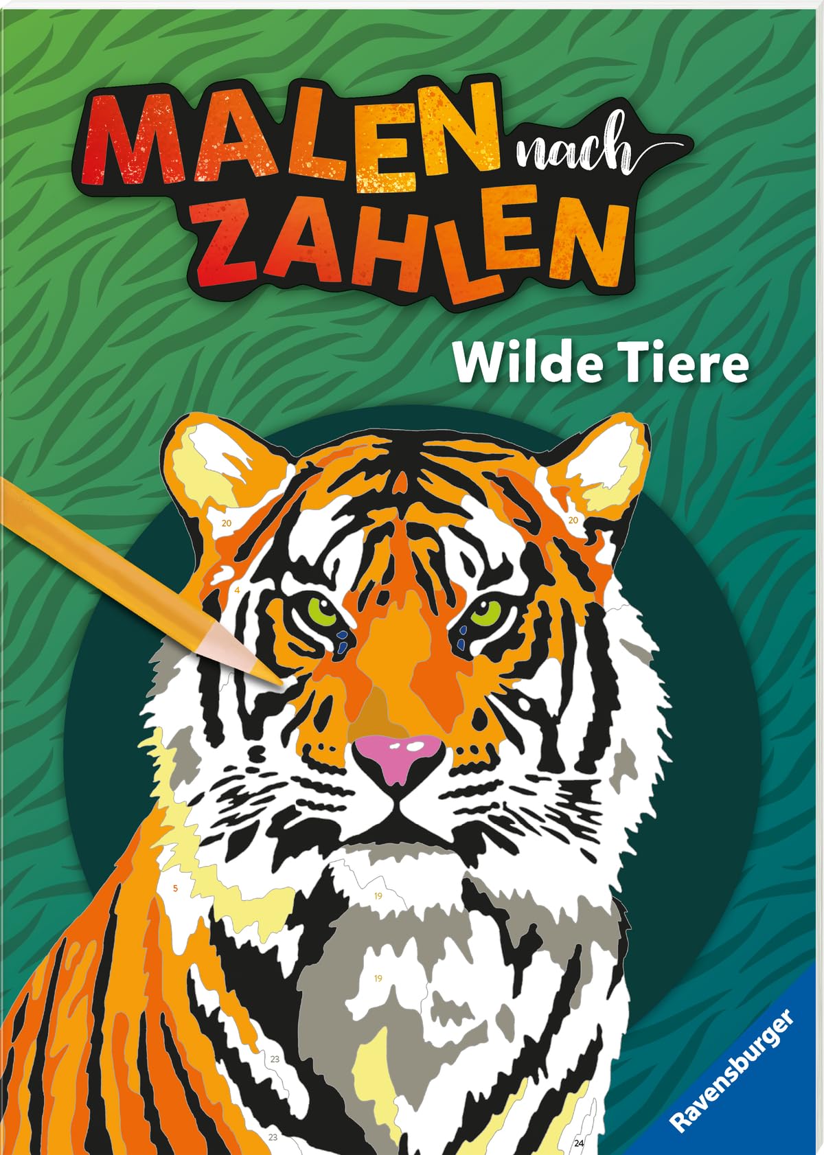 Ravensburger Malen nach Zahlen Wilde Tiere - 32 Motive abgestimmt auf Buntstiftsets mit 24 Farben (Stifte nicht enthalten) - Malbuch mit nummerierten Ausmalfeldern für fortgeschrittene Fans der Reihe