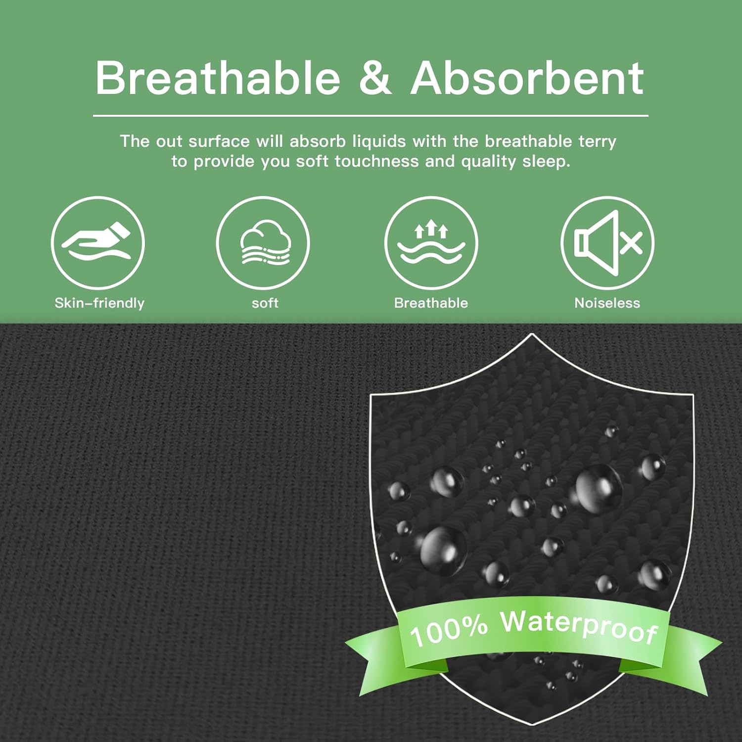 Sufdari Waterproof Mattress Protector Queen Size, Noiseless Mattress Cover with 18" Deep Pocket, Bed Bug Proof and Waterproof Fitted Sheets, Machine Washable Mattress Protectors Black - Image 5