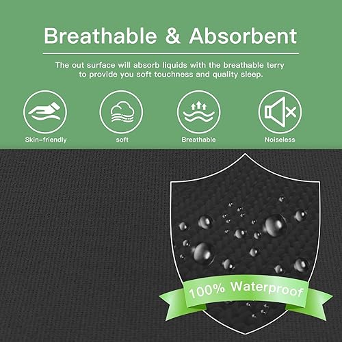Miniatura 5 de Sufdari Protector de colchón impermeable tamaño Queen, funda de colchón silenciosa con bolsillo profundo de 18 pulgadas, a prueba de insectos y