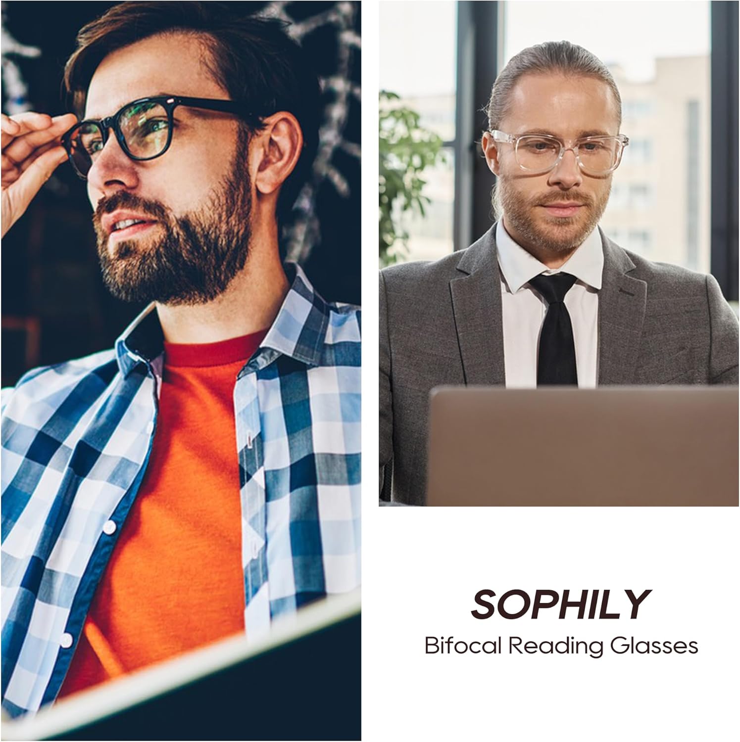 3 Pack Bifocal Reading Glasses for Women Men, PC Rectangle Bi-focal Readers with Spring Hinge Far & Near Vision - Image 2