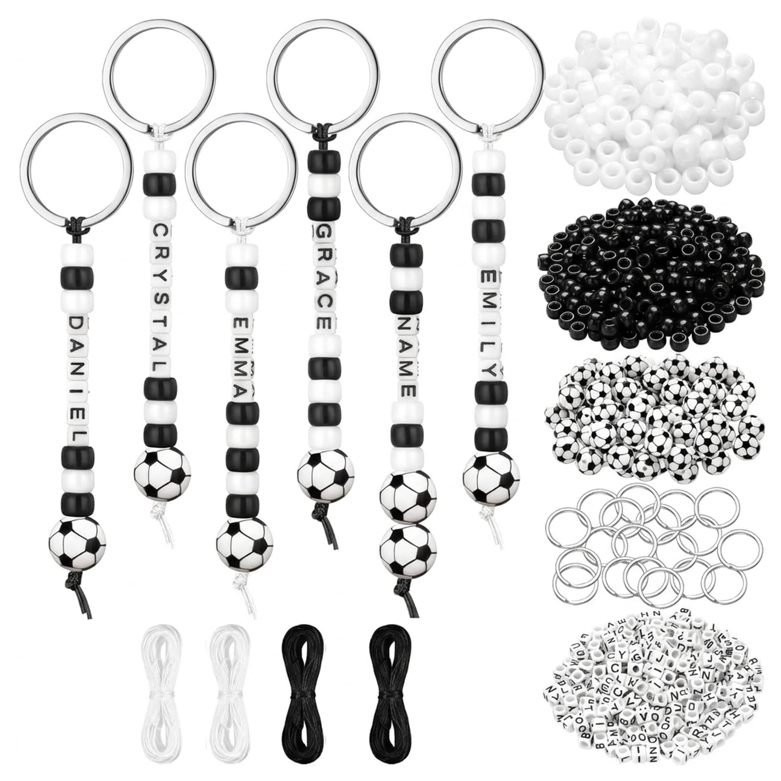 QiiWuic 556 Pcs Football Keyring, Keyring Making Kit for Creative Projects, Football Craft Activities for Sports Enthusiasts, Boys Bracelet Making Kit