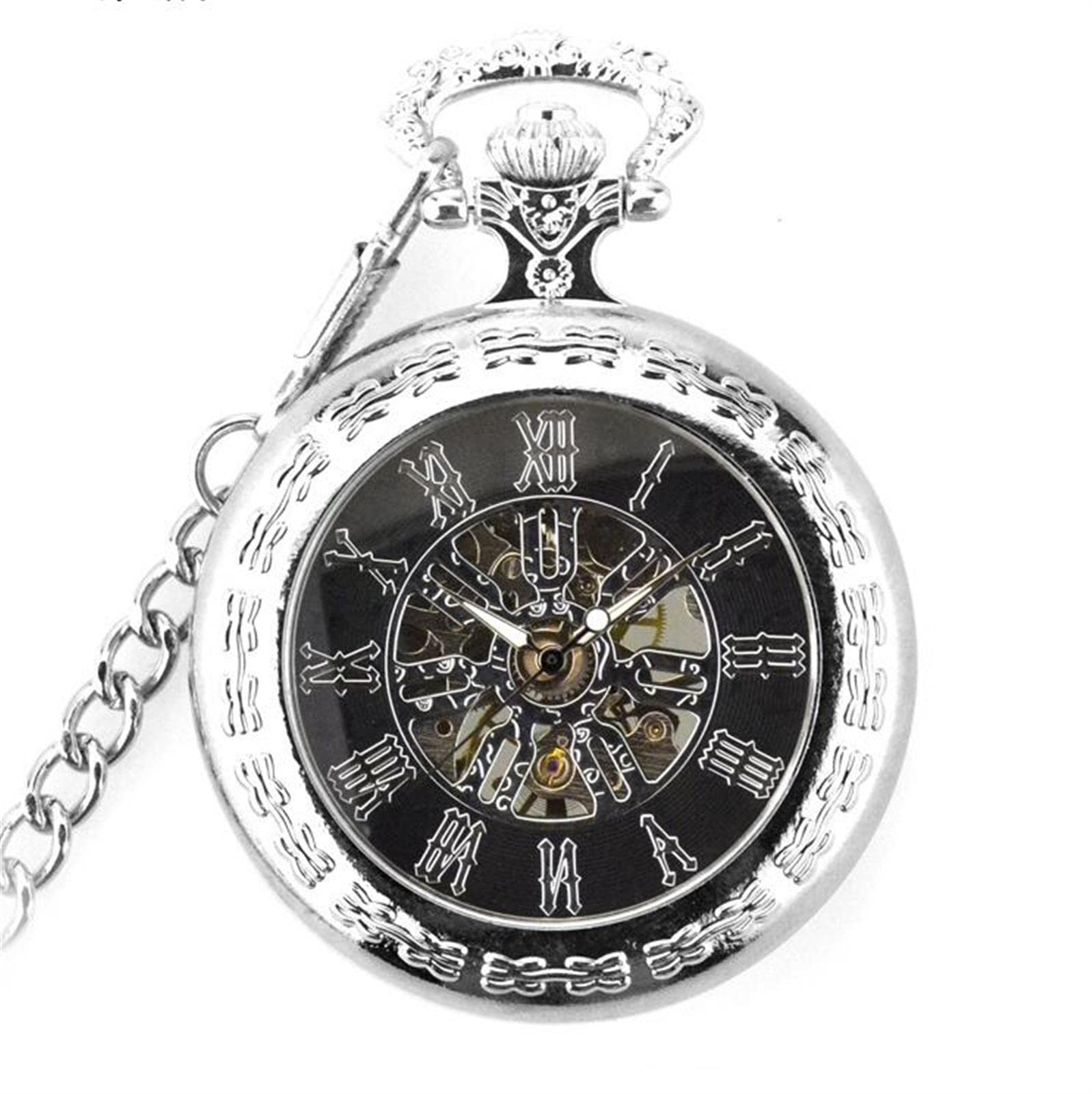Zegarki kieszonkowe, Męskie zegarki kieszonkowe w stylu vintage(Silver)