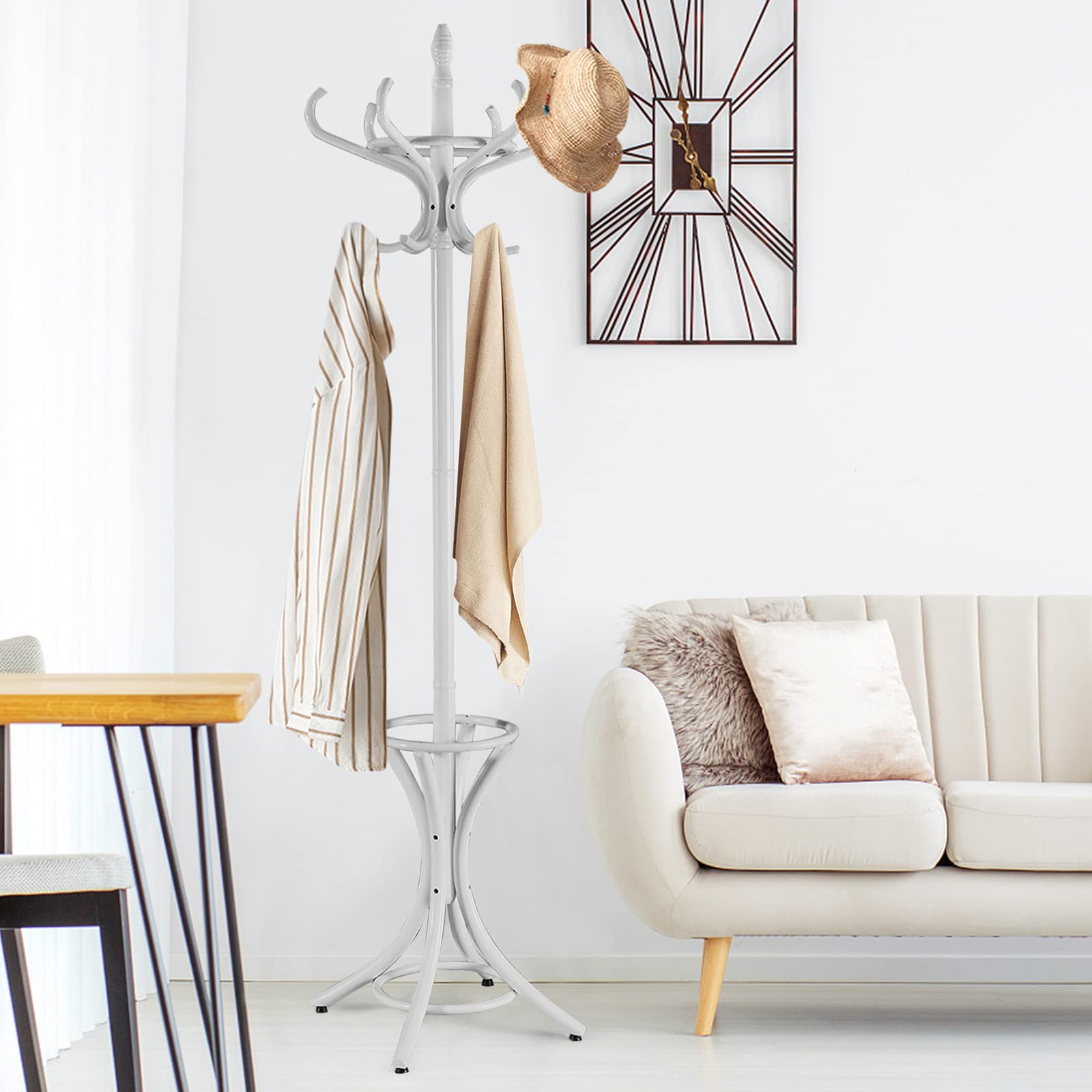 FAVOOSTY Garderobenständer Mit 12 Haken - Kleiderständer Schwarz Für Flur