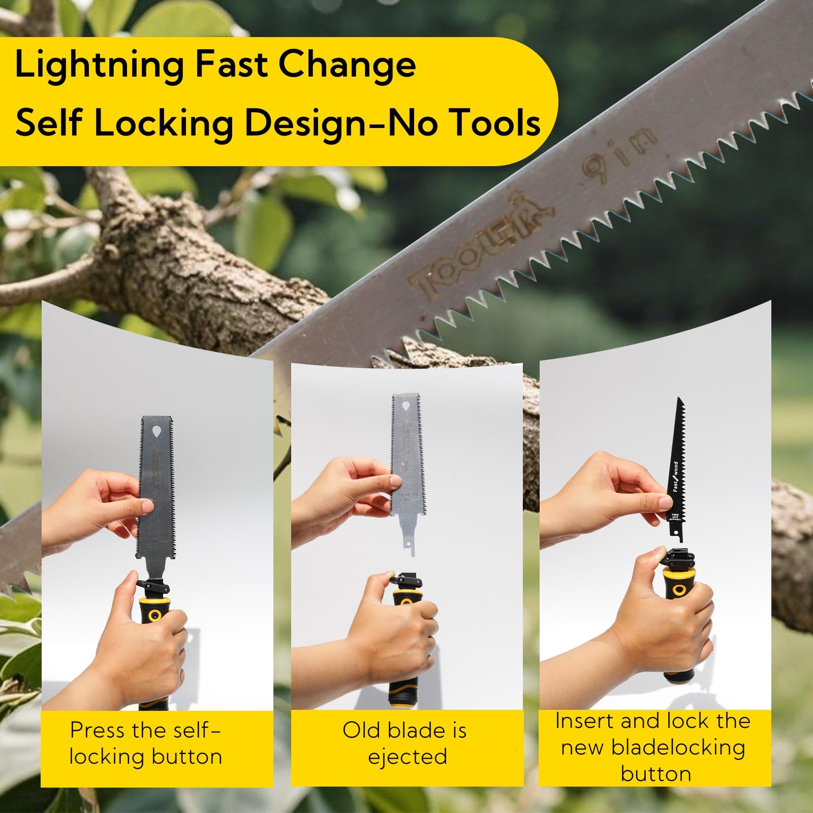 Magicbox 5 in 1 Japanese Pull Saw with 4 Blades (150mm/250mm), Double Edge Multi-Purpose Pro Hand Saw for Drywall Wood - Image 3