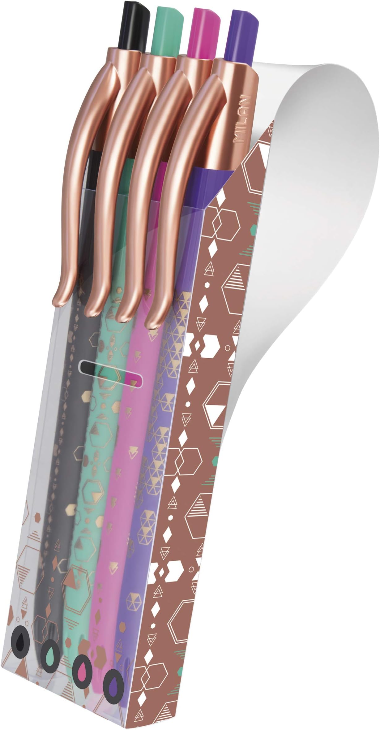 Milan 1.0 mm Copper Pens in Display Unit 4 pieces, Assorted Colours