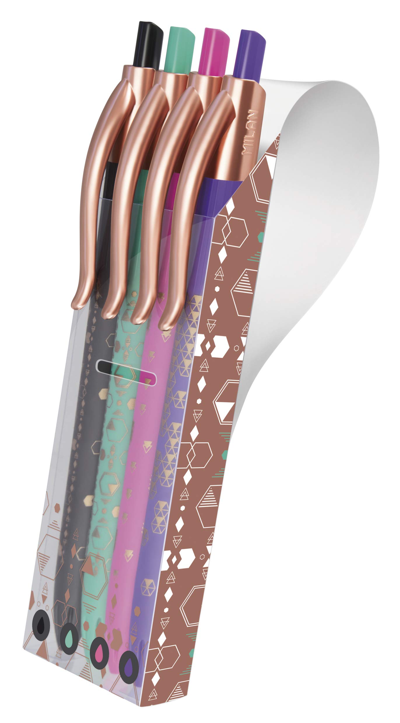 Milan 1.0 mm Copper Pens in Display Unit 4 pieces, Assorted Colours
