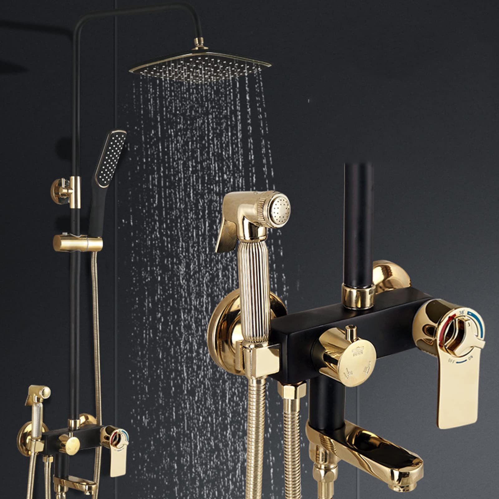 Système de douche en laiton combiné avec mitigeur mural et pommeau effet pluie