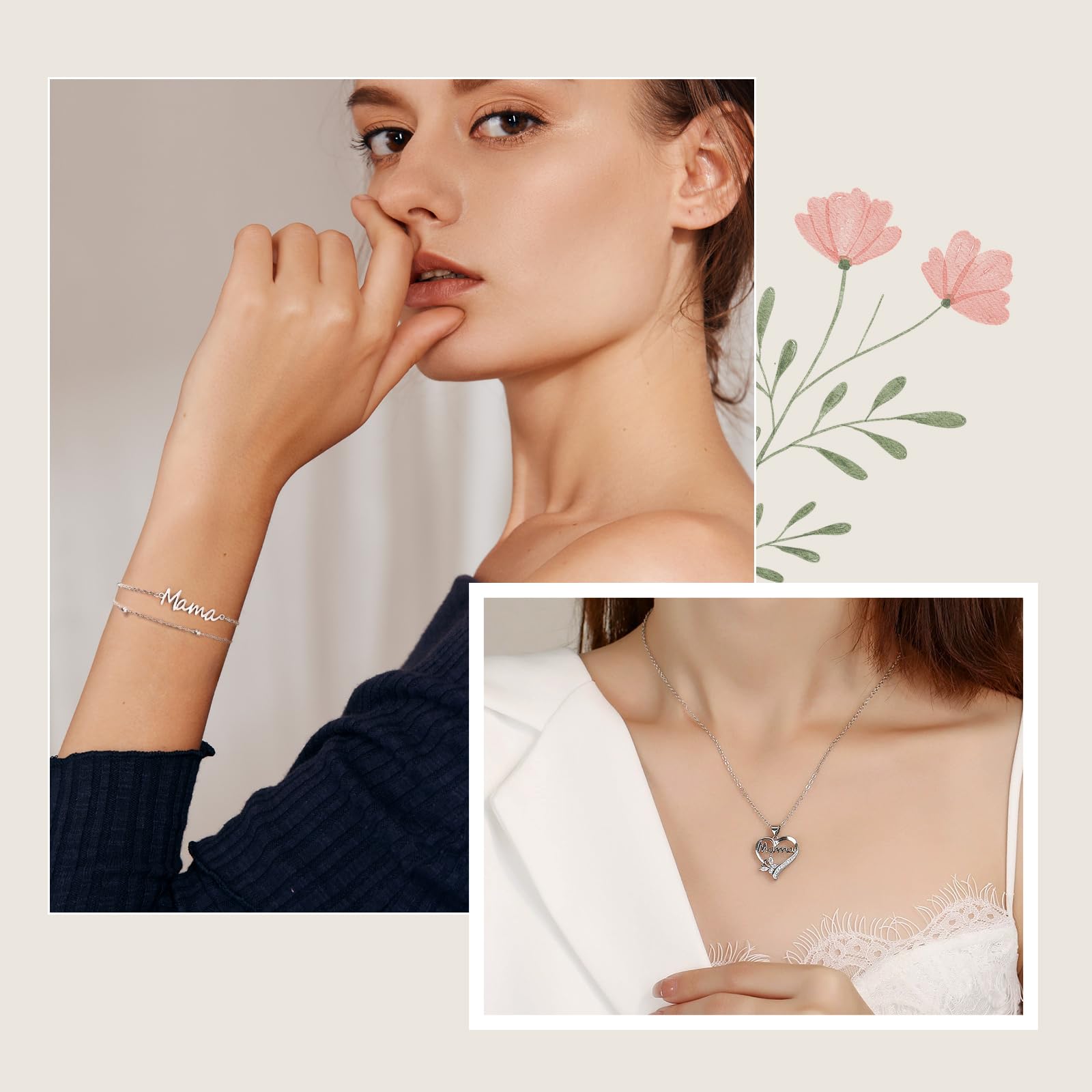 Fantasyon Regalos para Madres, Collar Mamá Pulsera Mamá, Regalo Dia De La Madre de Acero Inoxidable, Regalo Cumpleaños Mujer Mama Abuela San Valentín — view 5