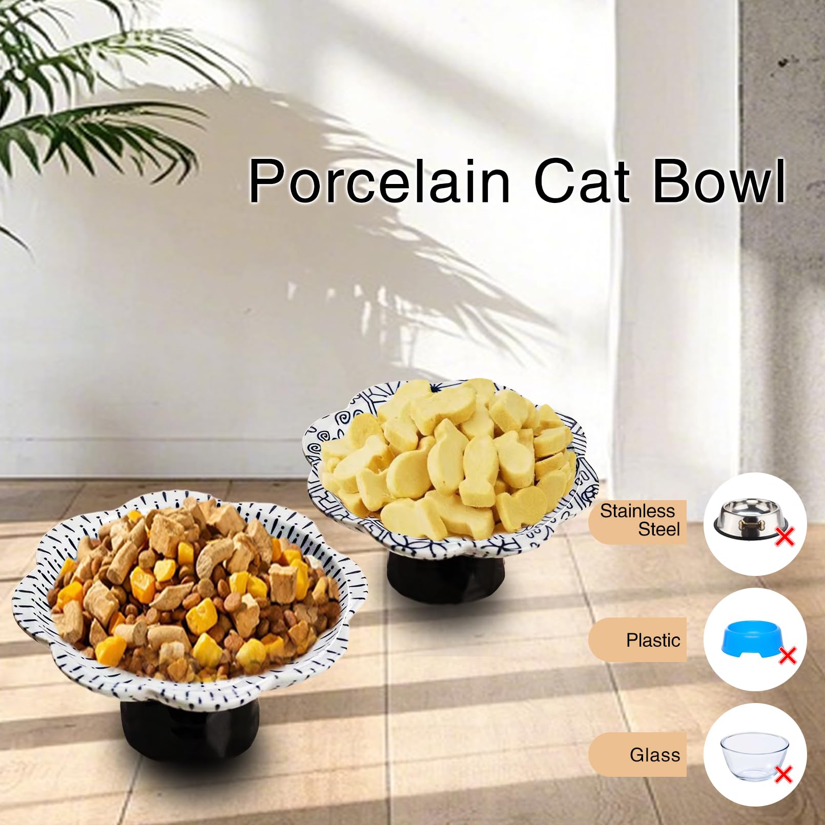 Gamelle surélevée en céramique pour chat - Gamelle à eau inclinée - Anti-vomissements et protège la colonne vertébrale des animaux de compagnie - Pour petits chiens, chats à face grasse, chaton (A)
