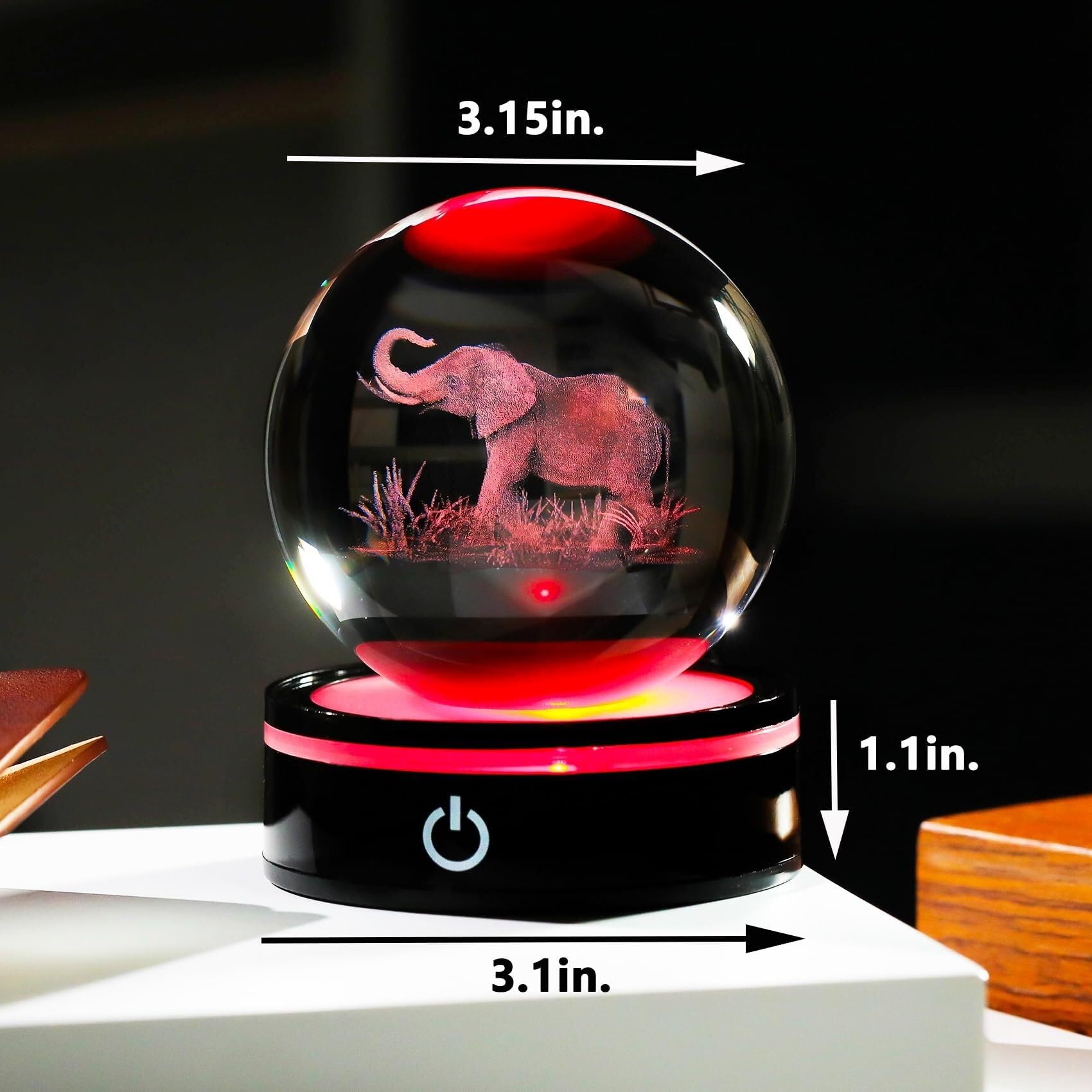 Kryształowa kula 3D, motyl z cokołem LED, figurka laserowa, dekoracja, prezent dla kobiet i mężczyzn, na Boże Narodzenie, urodziny i do dekoracji domu (dinozaury)