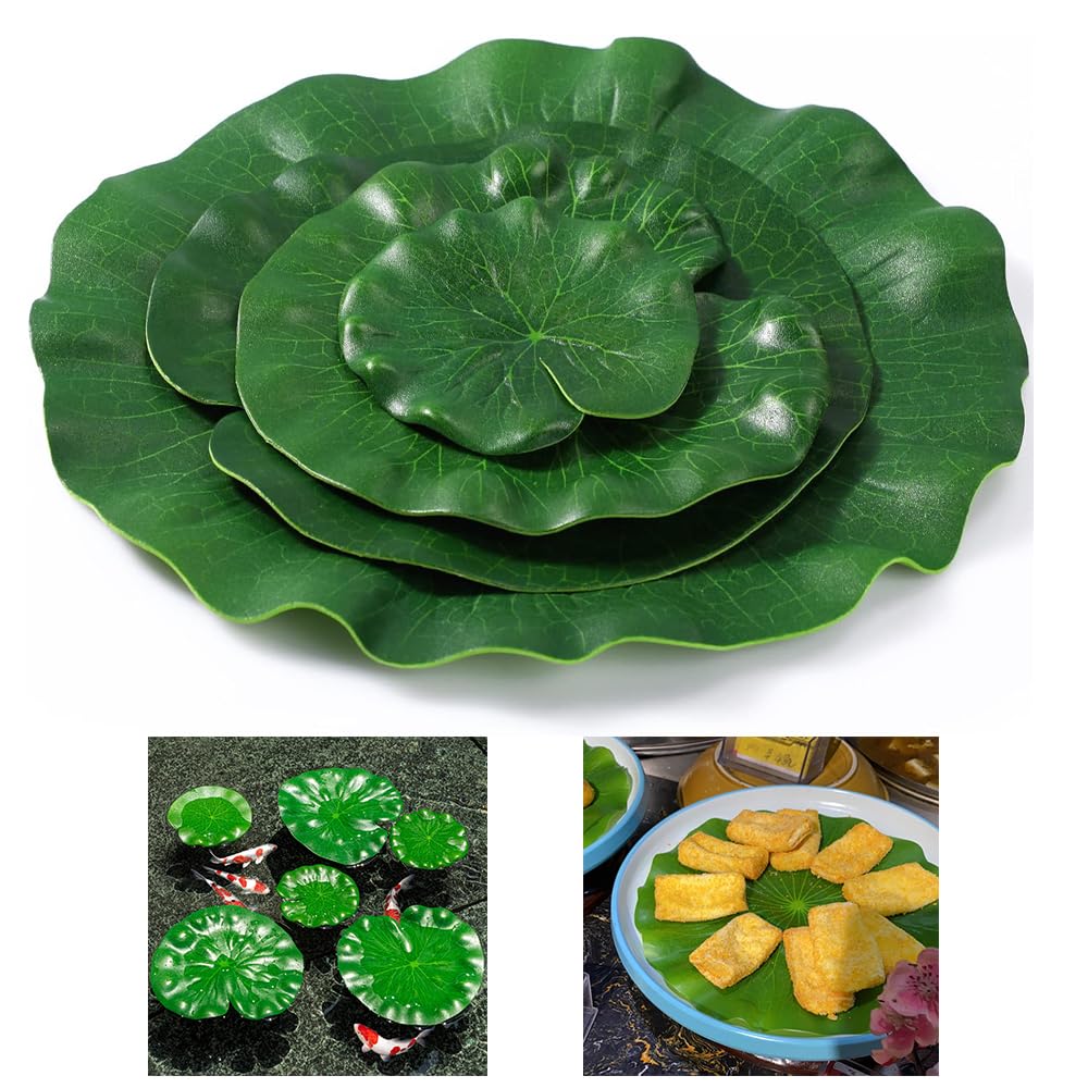 Realistic Water Floating Foam Lotuses Lily Pads, 4Pcs Artificial Lotus Leaves Lily Pads Floating Lily Pads for Ponds,Realistic Lily Pad Leaves Artificial Floating Foam Lotus Leaves Foam Water Lily Pad