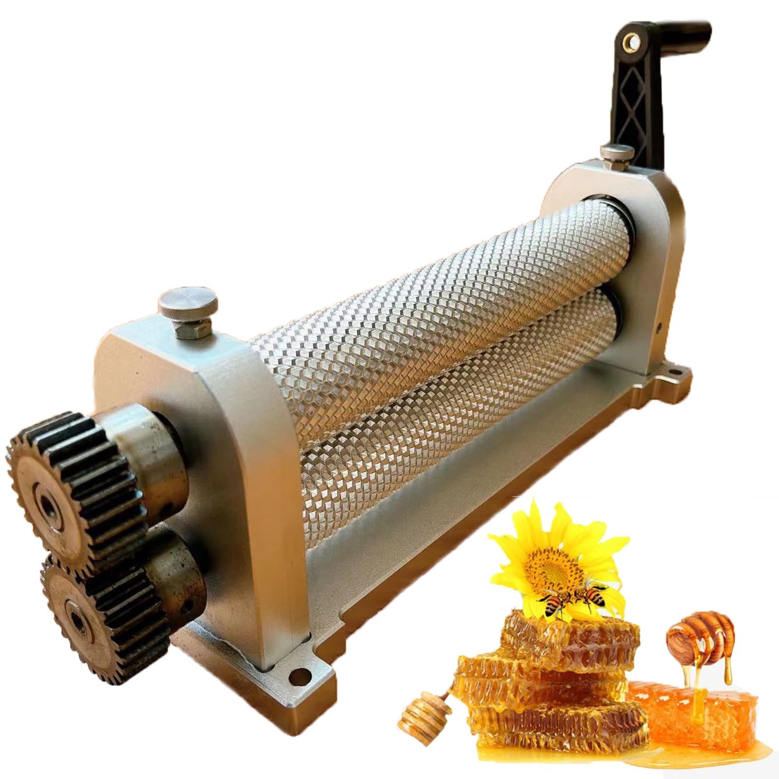 OZDMMYT Manual Beeswax Comb Foundation Roller Mill Machine, 280mm Bee Wax Sheet Mills Aluminum Alloy Honeycombs Printing Stamper for Beekeeping Hive Kits ()