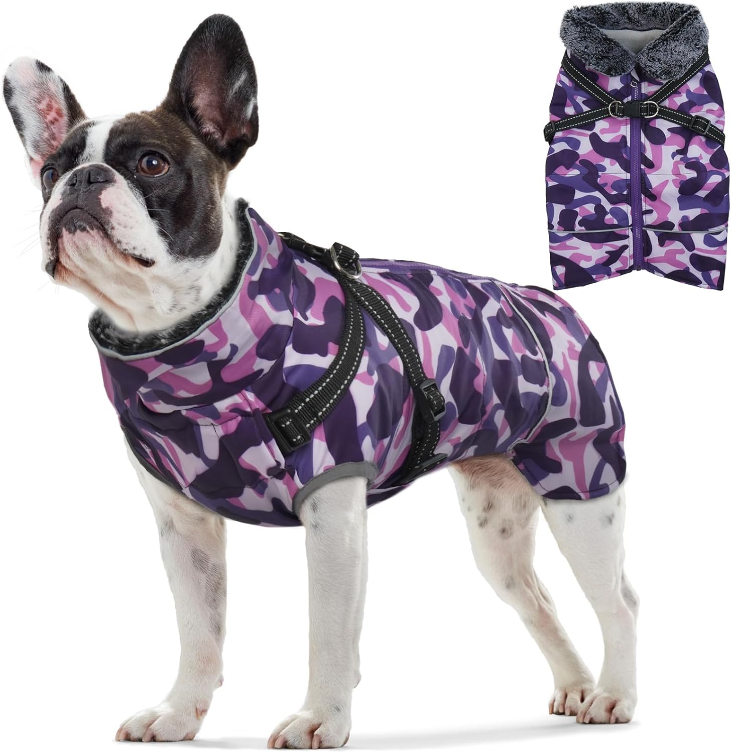 OUOBOB Dog Coat, Dog Winter Coat with Built in Harness