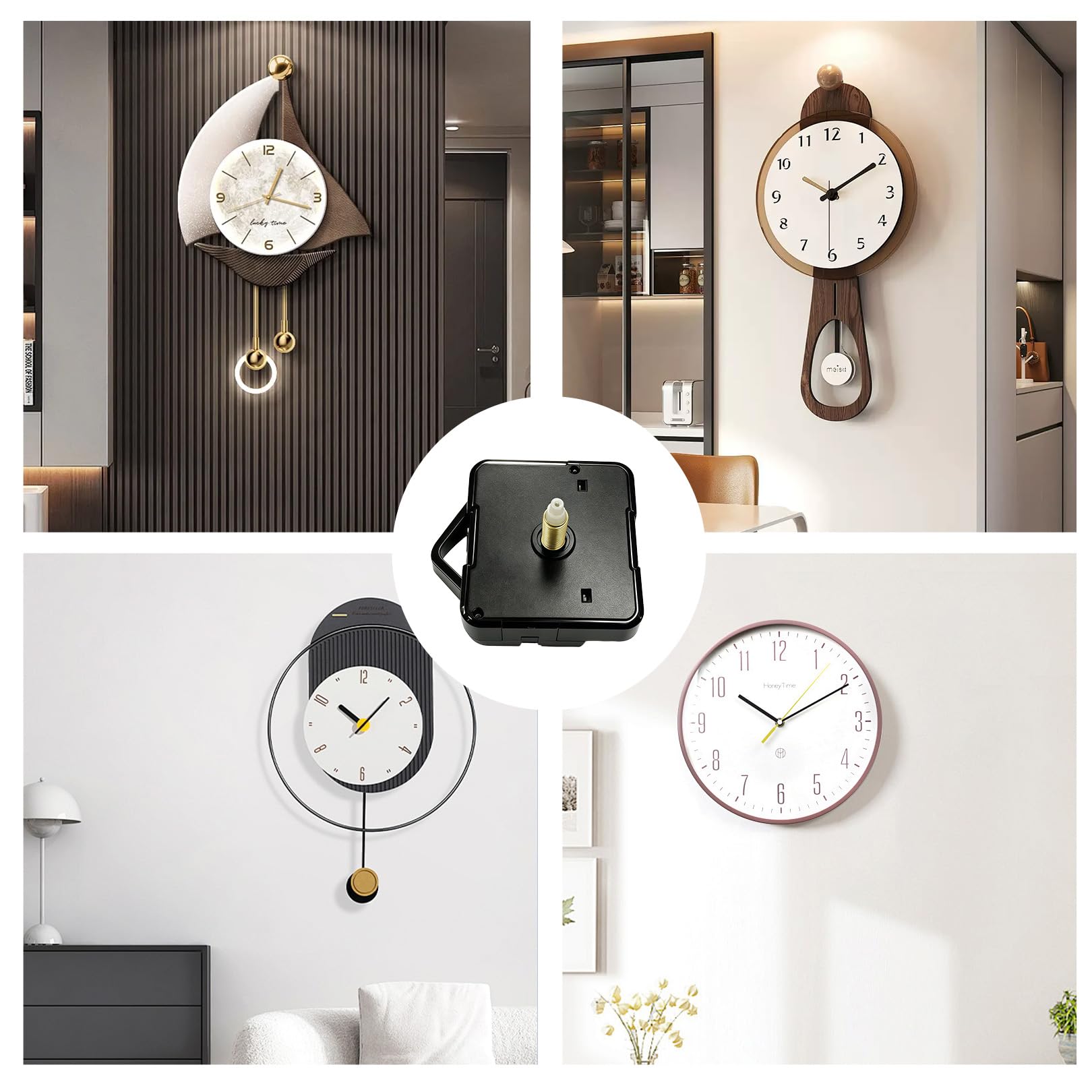 Uhrwerk für Wanduhr Lautlos,Uhrwerke zum Selbsteinbau mit Zeiger,Geräuschloses Uhrwerk DIY Uhr Ersatzteile mit Metallzeiger,Quarzuhrwerk Reparaturset,Ideal als Ersatz Uhrwerke oder Reparatur-Set (A)