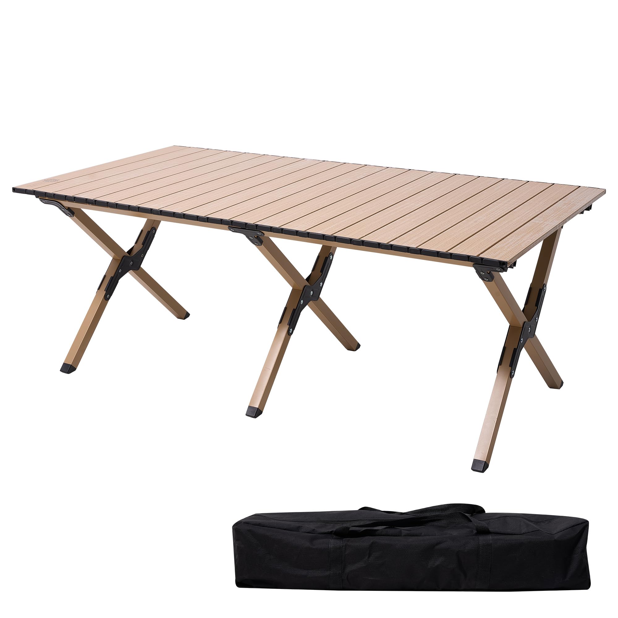 Photo 1 of DOUXET Folding Camping Table, Portable Carbon Steel Low Picnic Table for Outdoor BBQ, Beach & Tailgating, Heavy Duty 47.2" L x 26.1" W, with Carrying Bag