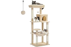 Amazon Basics Cat Tree: 56.3' Tall Multi-Level Tower for Indoor Cats