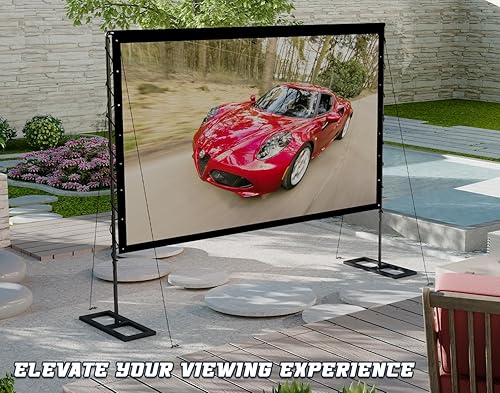 Miniatura 7 de Queension Pantalla de proyector para exteriores de 100 pulgadas con soporte, pantalla de proyector portátil 169 HD 4K, pantalla de películas con