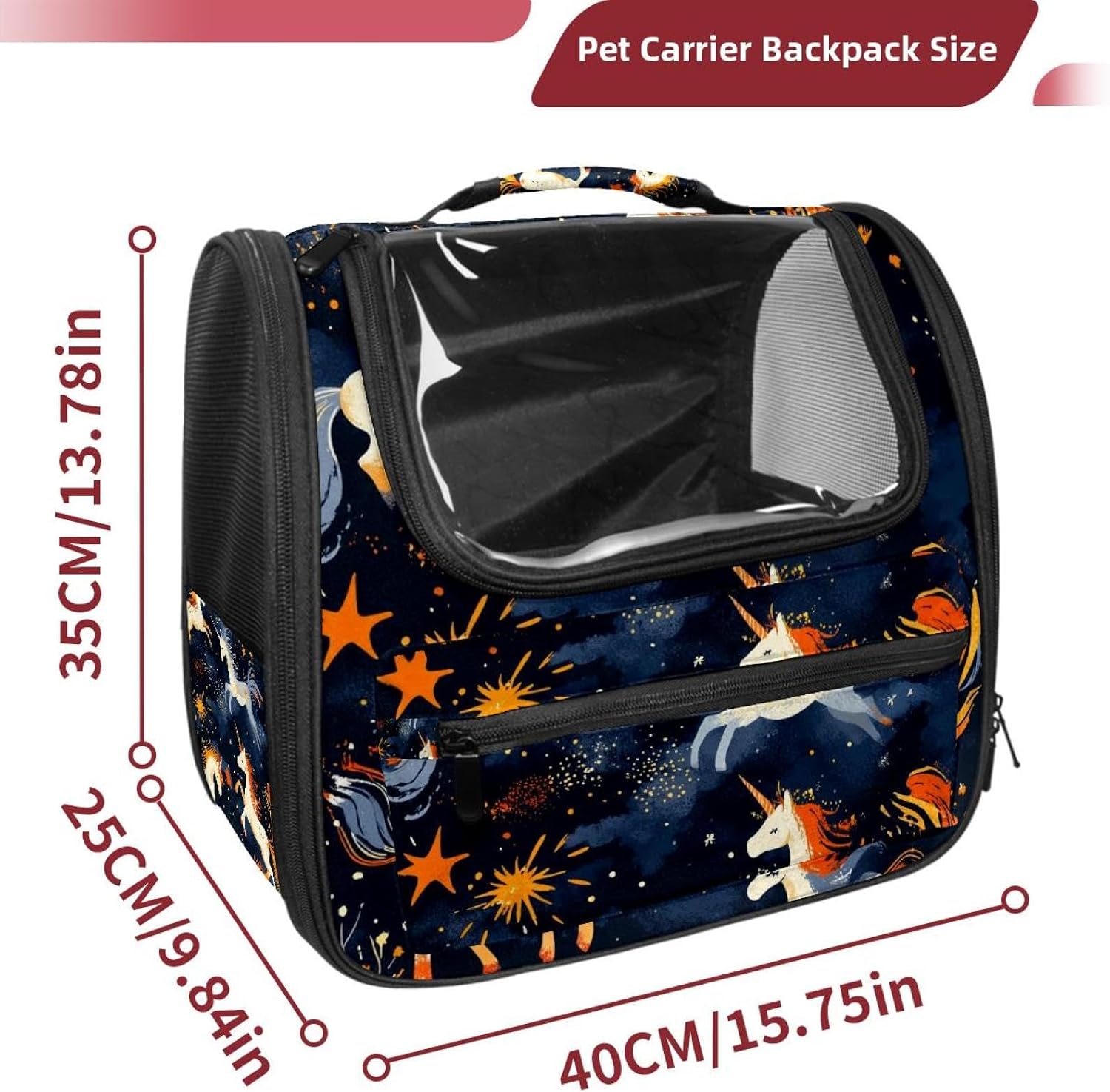 _Cute Unicorns (3) Pet Carrier Airline Approved Soft Sided Portable Cozy Travel Pet Bag, Car Seat Safe Carrier for Cats and Dogs
