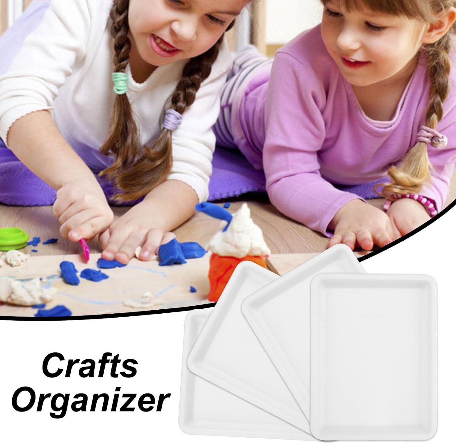 20 Pack White Plastic Art Tray, Craft Activity Tray Plastic Trays for Arts and Crafts, Sensory Tray Organizer Tray for Lego, Sand, Beads, Painting, Jewelry, 11.0 x 8.3 x 1.2 Inch