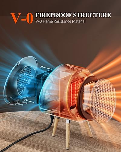 Miniatura 4 de GAIATOP Calentador de espacio, calentador de espacio de 1000 W de eficiencia energética para uso en interiores, calentador eléctrico de cerámica PTC