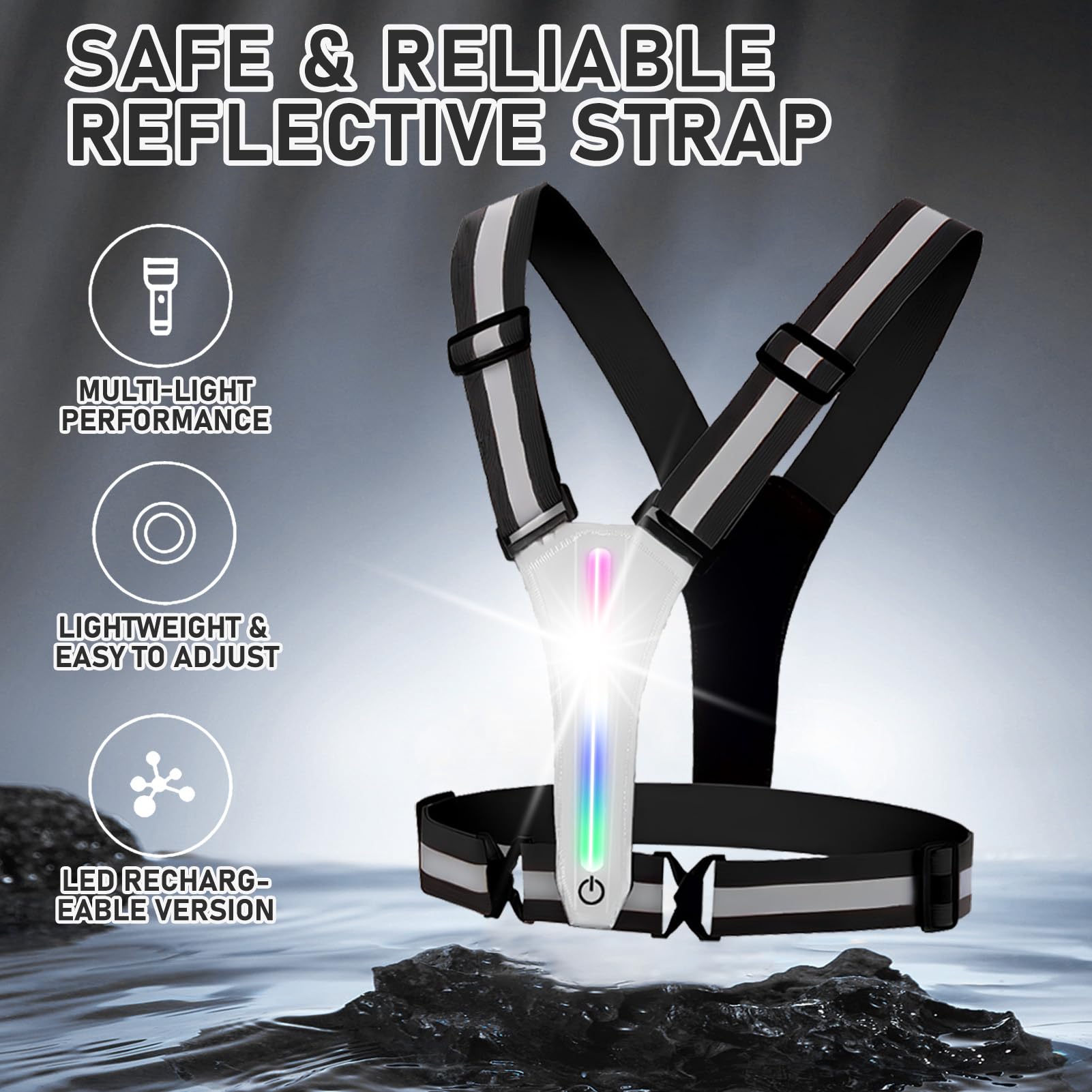TaimeiMao Gilet Riflettente Riflettente a LED, Regolabile Gilet Riflettente di Sicurezza a LED Ricaricabile Tramite USB