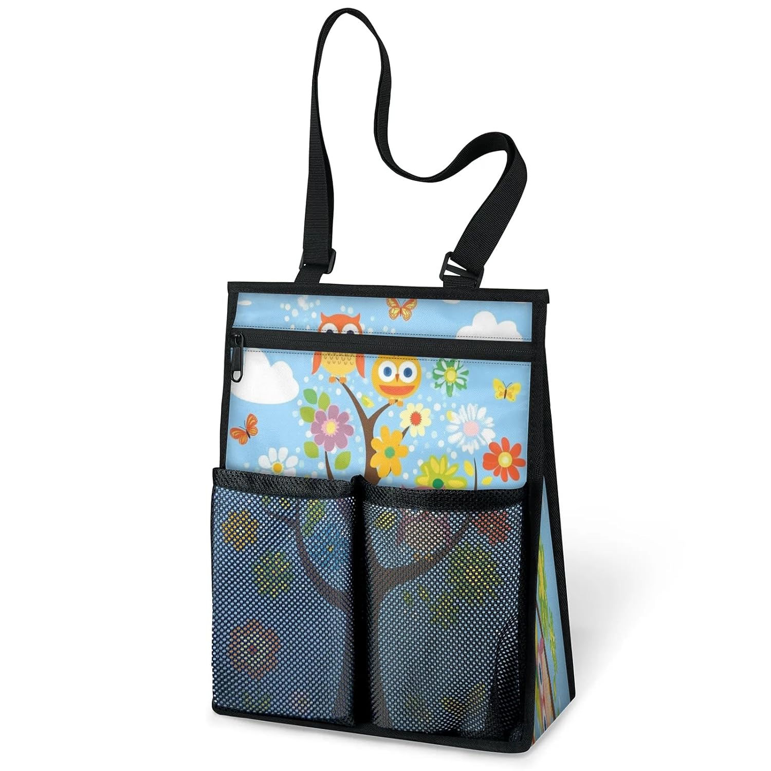 Ourtheme Owls Flowers Tree Portable Shower Bag for Travel Gym Camp Beach Tote Shower Caddy Bags Hanging Toiletry