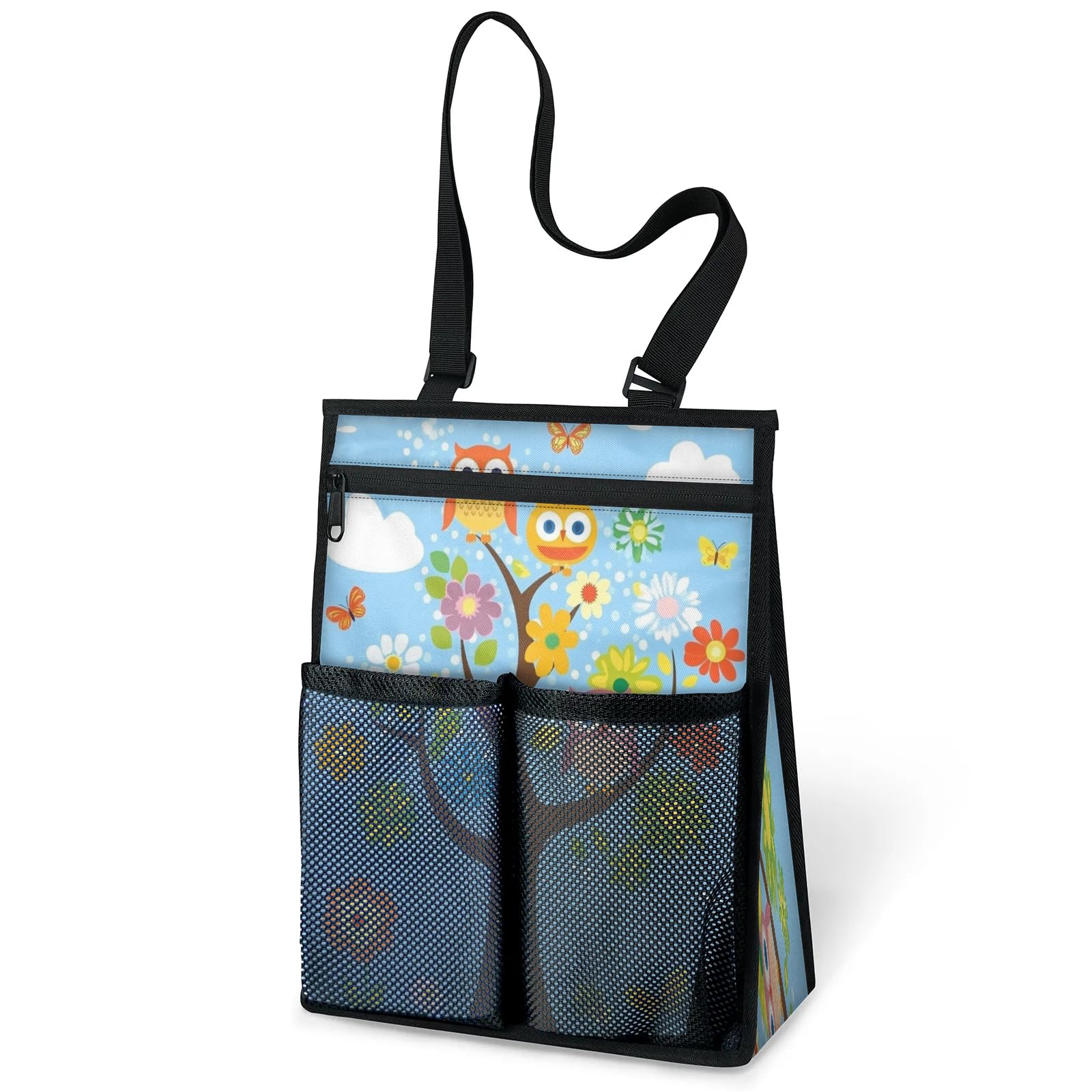 Ourtheme Owls Flowers Tree Portable Shower Bag for Travel Gym Camp Beach Tote Shower Caddy Bags Hanging Toiletry