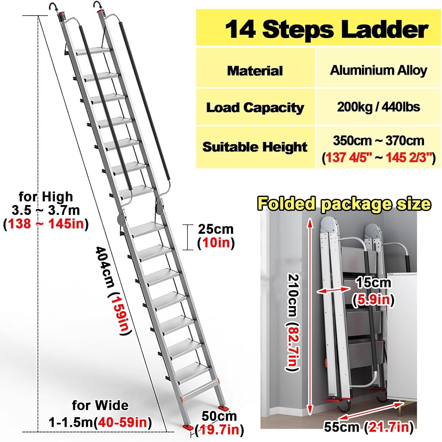 Portable Bunk Bed Ladder, Heavy Duty Step Ladder for Easy Access to High Places, Ideal for Home and Commercial Use