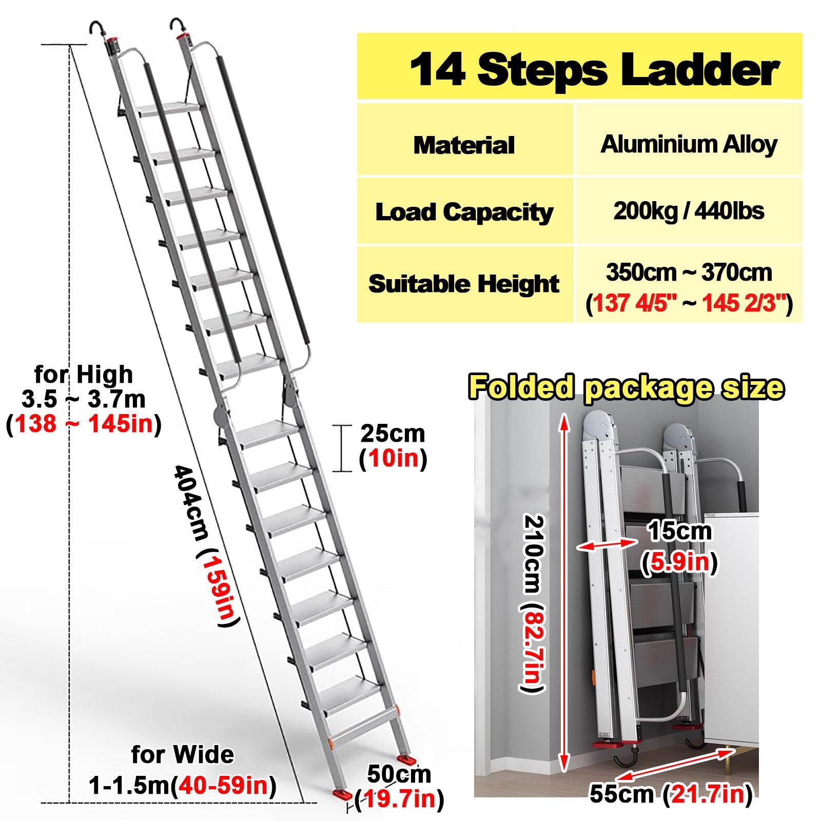 Scala Portatile per Letto a Castello, Scala a pioli Resistente per Un Facile Accesso a luoghi elevati, Soluzione di Fuga d'emergenza per Uso Domestico e Commerciale.