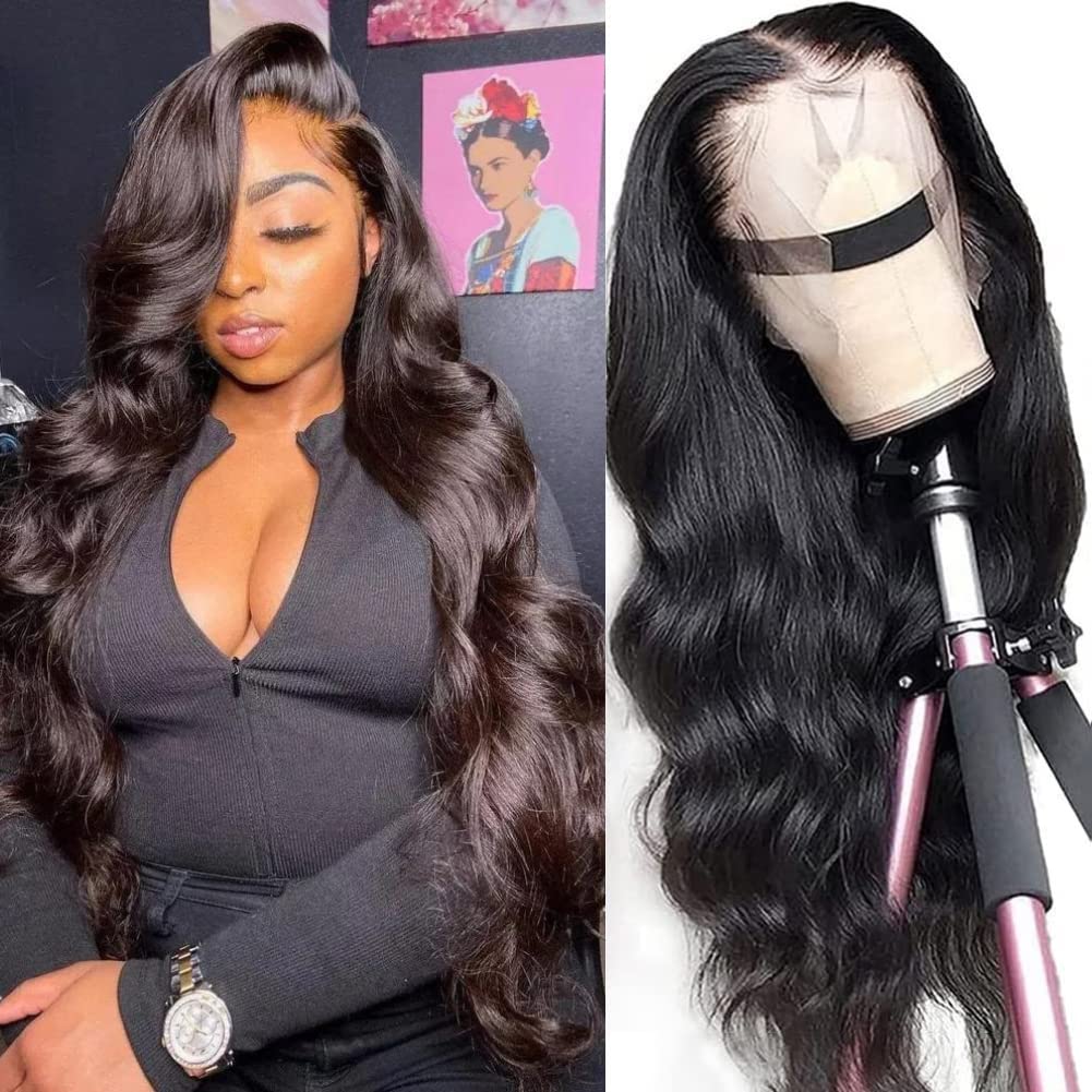 30 Inch Lace Front Wig Human Hair 180 Density Glueless Body Wave Human Hair Wigs for Black Women 13x4 HD Transparent Lace Front Wigs with Baby Hair Pre Plucked Body Wave Frontal Human Hair Wig