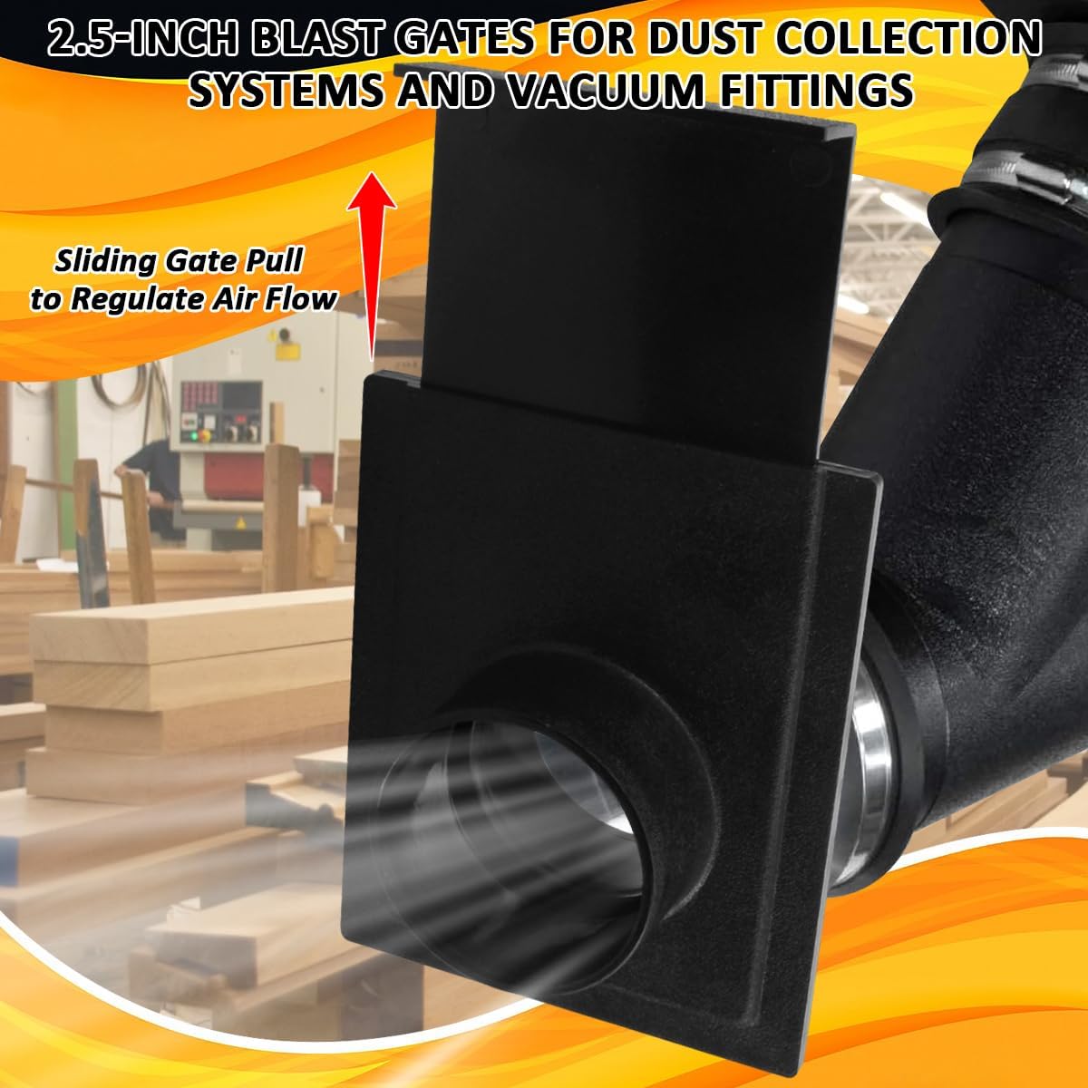 1pcs 2 1/2 Inch Blast Gate for Dust Collector, Dust Collection Fittings for 2.5 in ID dust hoses/Ports Dust Collector System