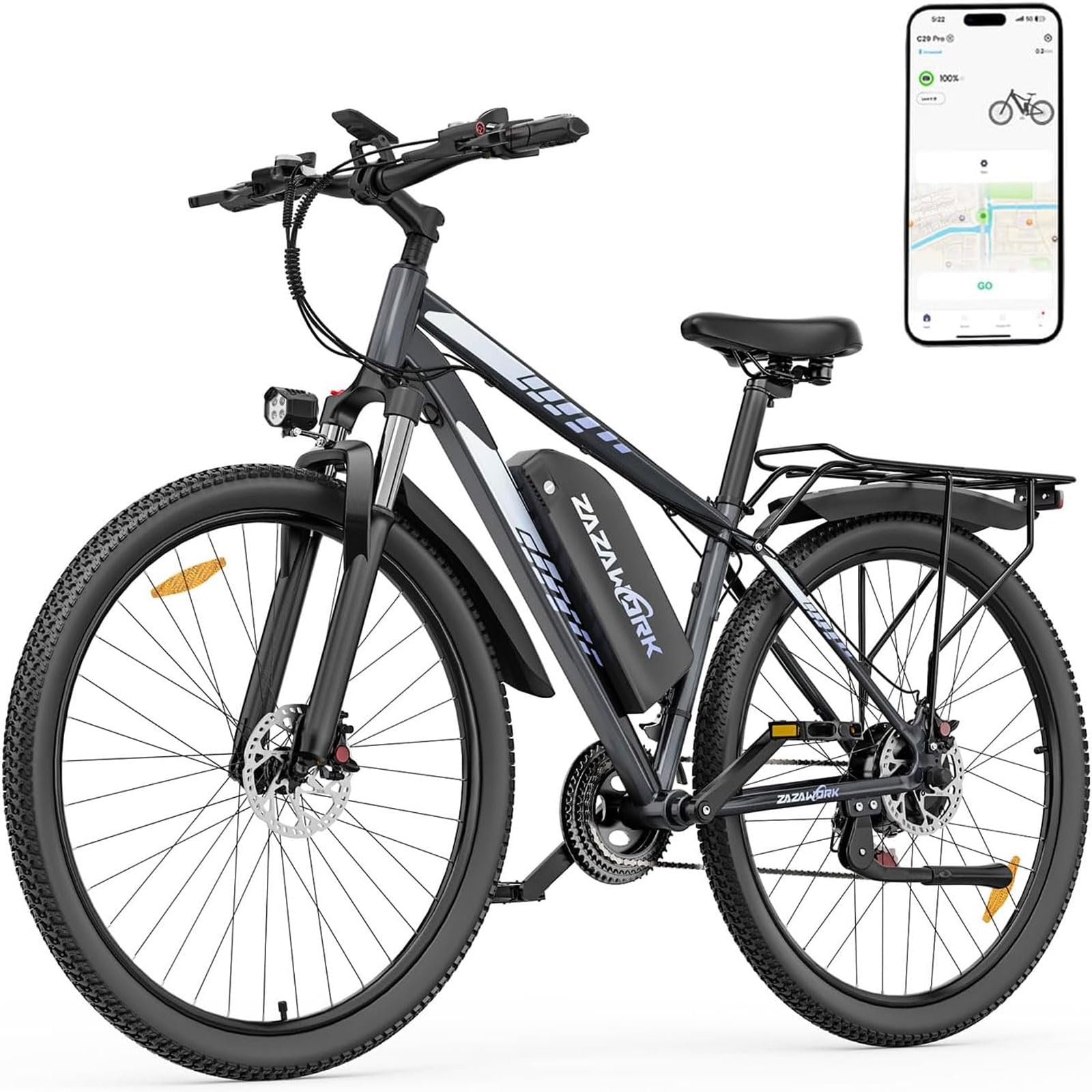 TIGUOWISH Bici Elettrica Uomo e Donna, Bicicletta Elettrica 29 Pollici | Motore Posteriore 250W, Autonomia fino a 100-120 km, 25 km/h, Per Pendolarismo Urbano e Montagna