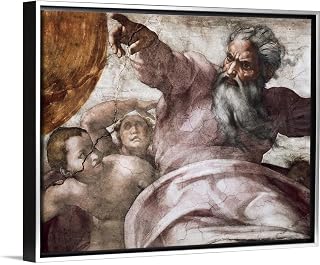 CANVAS ON DEMAND Sistine Chapel, Canvas Wall Art Print by Michelangelo Buonarroti, Home Decor, Person Artwork, 14" x11in