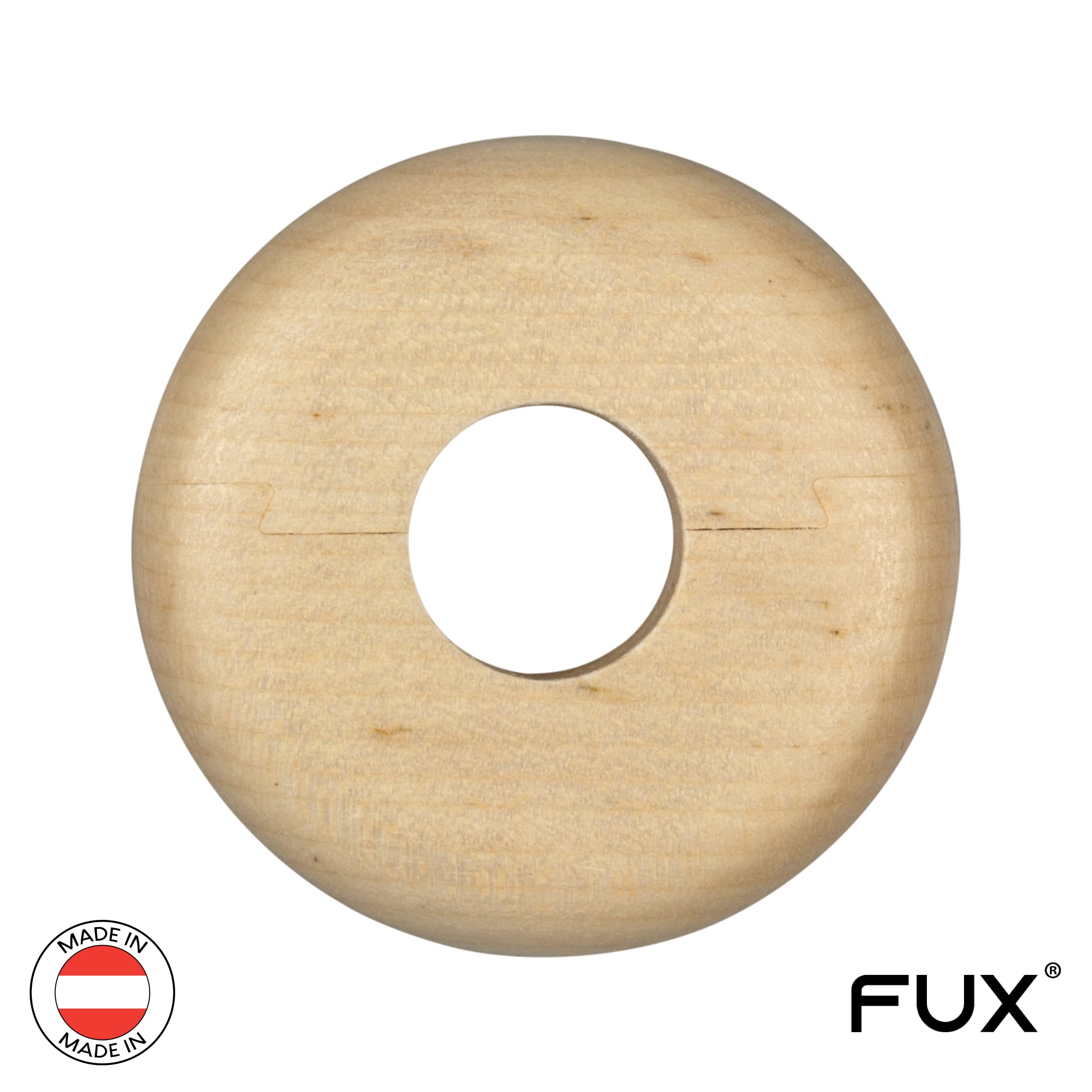 FUX Verwarmingsbuis-rozetten, enkel, 10 stuks, 15 mm - 22 mm, echt hout, buisafdekking, afdekrozetten voor buizen van radiatoren, hout, parket, houten rozetten (15 mm, beuken