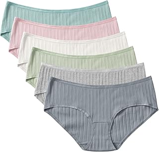 KNITLORD Unterhosen Damen Baumwolle Komfortabel Mittel Taille Panties Hipsters 6er Pack