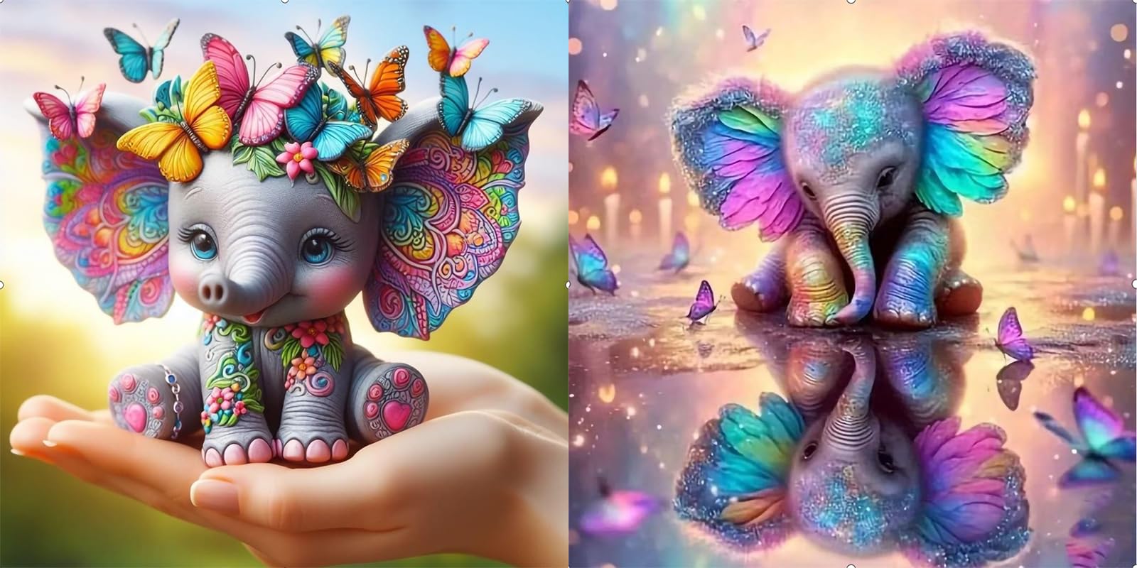 Tabeskly C 2 Pack Animal Elephant 5D Diamond Painting Kits For Adults Brid Kids Full Dimond Art Pictures Set