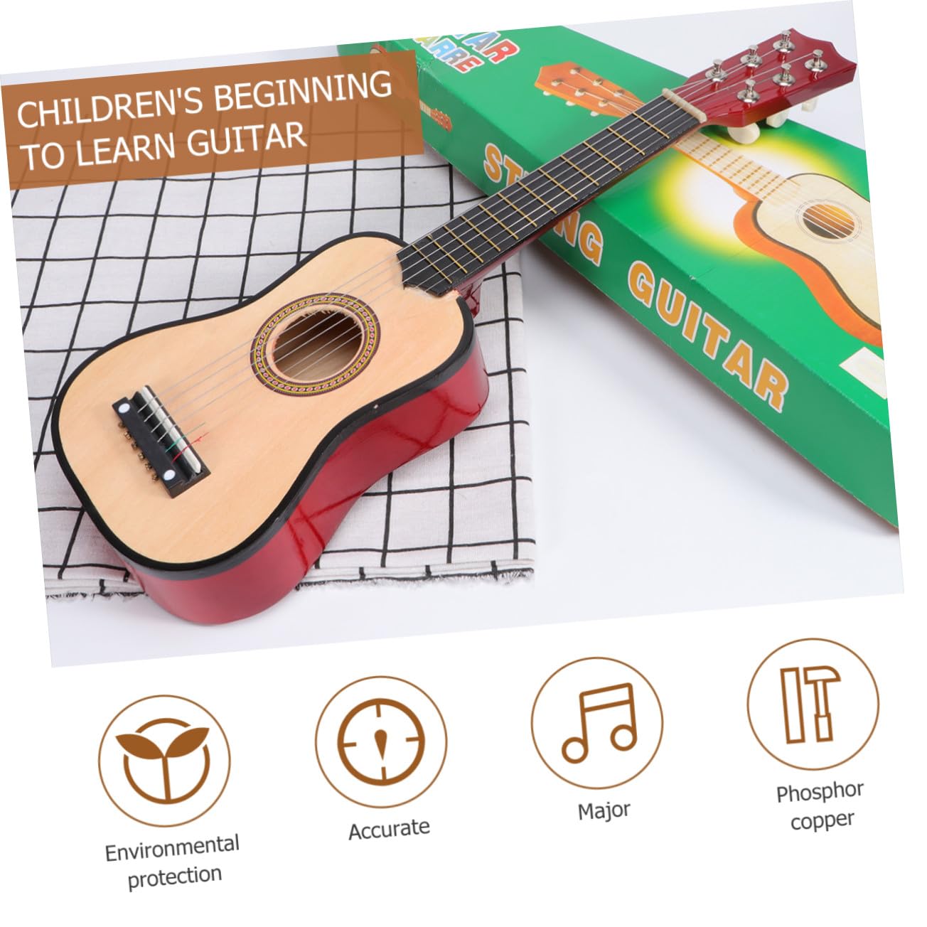 Chitarra Acustica Per Ragazzo Ragazza 21 Pollici, Strumento Musicale Ergonomico in Legno Finitura Atossica, Per Principianti e Regali, Chitarra Portatile Per Esercitarsi e Imparare a Suonare
