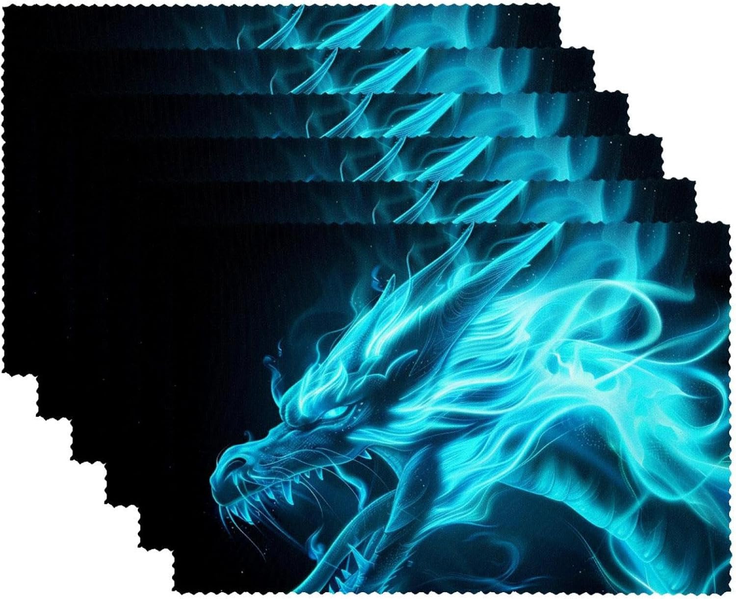 Placemats, Place Mats, Table Mats, Polyester Table Placemats Set, Washable, Dragon Blue, Dragonfly Purple