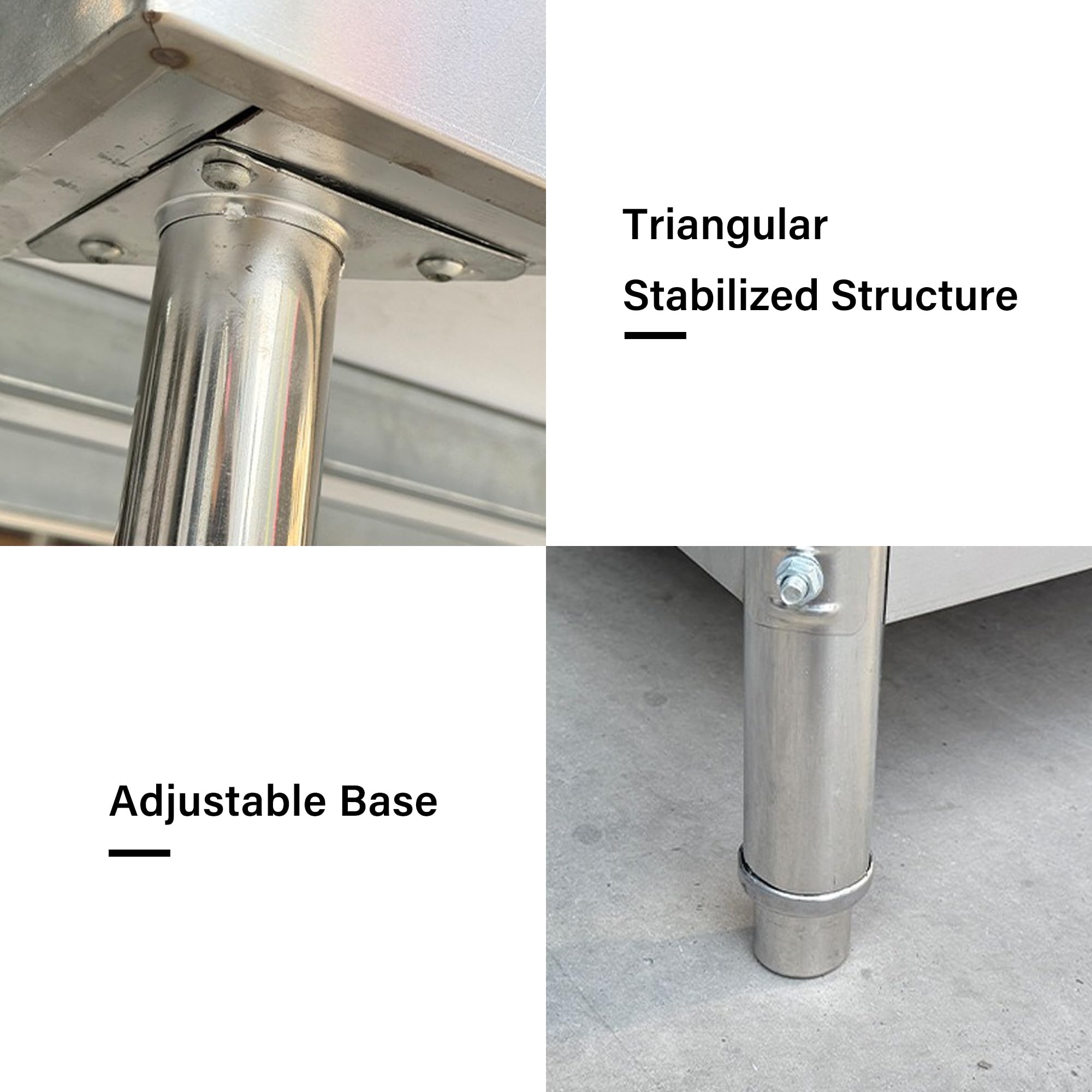 Mesa INOX con Base Abierta, Mesa De Trabajo Y Preparación para Cocinas Profesionales, Mesas De Metal, Banco De Trabajo De Acero para Cocinas Restaurantes Casas Garajes,80x40x80cm