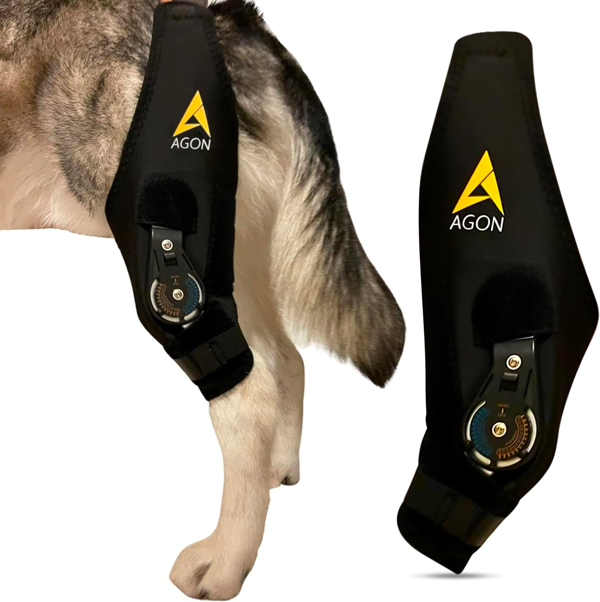 AGON Dog Knee Brace – Professional Knee Support Brace for Dogs with Adjustable Hinge Stabilizer – Premium Neoprene Hip Brace for Knee Support, Dog Recovery, and Joint Support (Left Leg, X-Large)