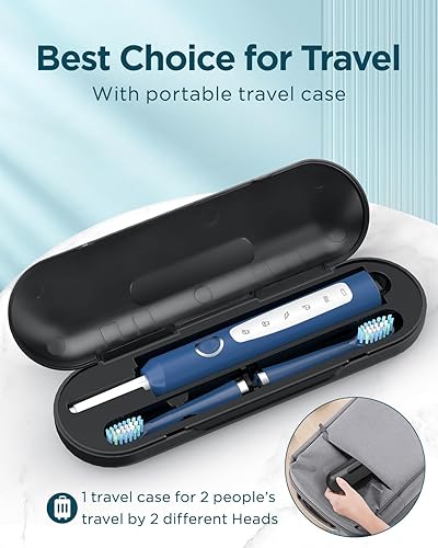 Miniatura 21 de Rtauys - Cepillo de dientes eléctrico y sónico M5 para adultos, recargable, con 8 cabezales de cepillo y estuche de viaje, con soporte, 3 horas