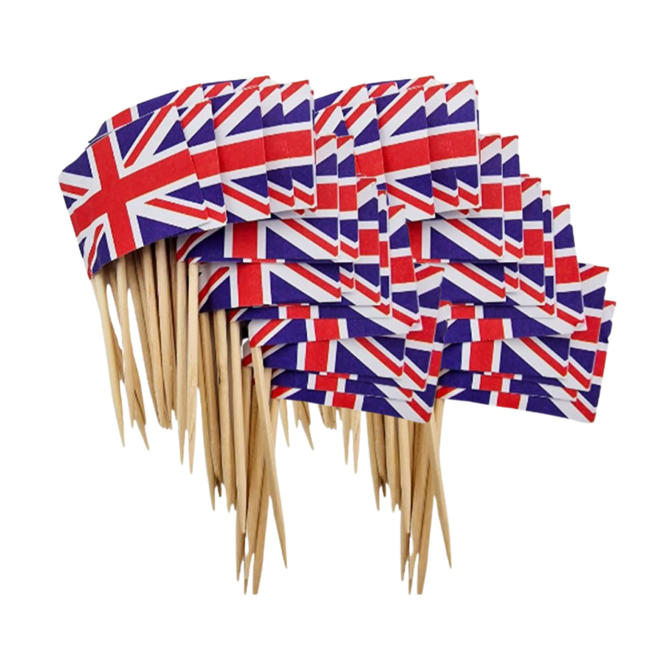 ZYBUX - KING CHARLES III Coronation Cake Toppers Cake Decorations, 100pcs Union Jack Flags Toothpick Flags Cake Decorations 2023 Cupcakes Picks Toppers for King Charles Coronation