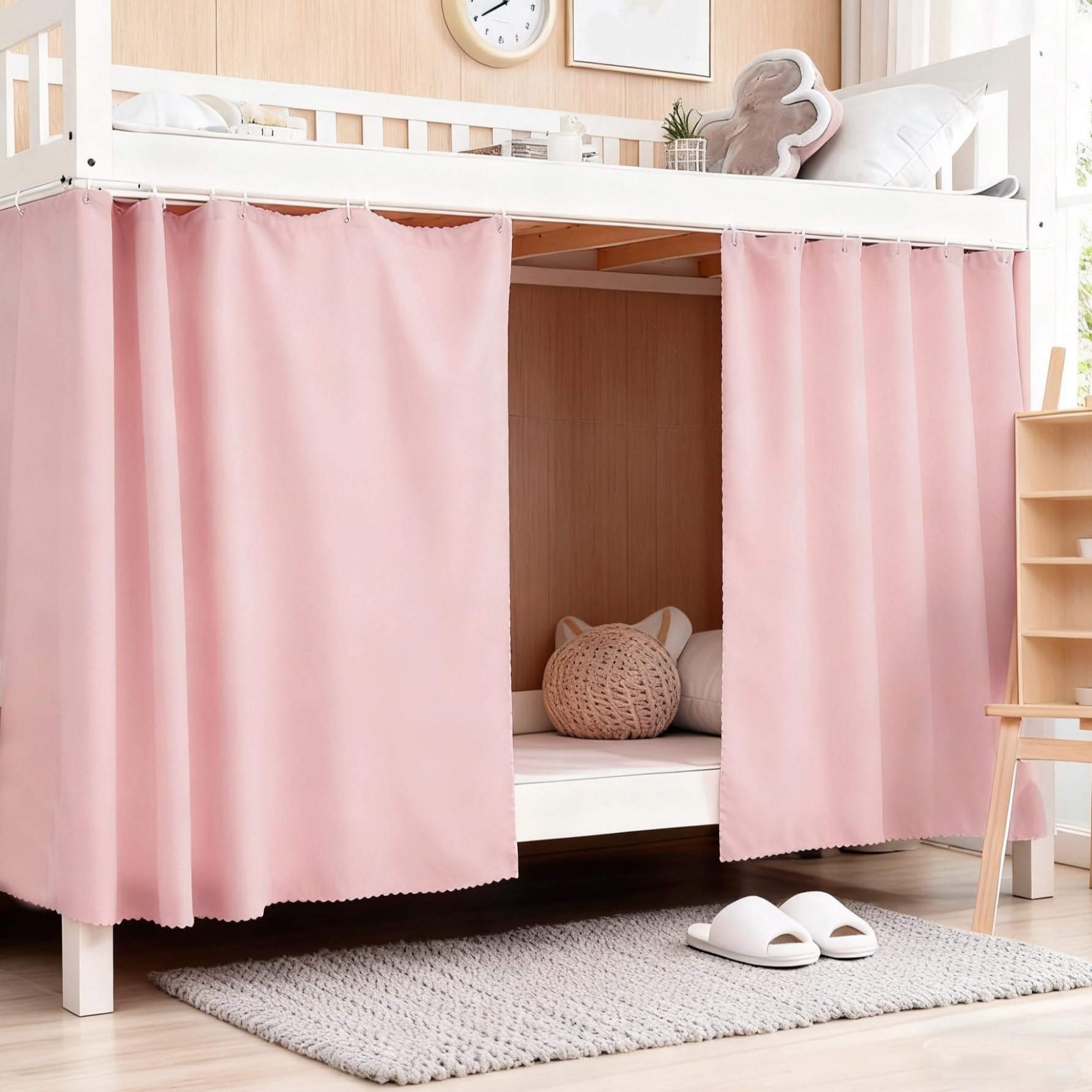 Student Bottom Bunk Bed Curtains Dormitory Blackout Bed Drapes Canopy Single Bed Pure Color Privacy Lightproof Curtains Moveable Dustproof Bed Cover Shading for School Home Tent Photo Background