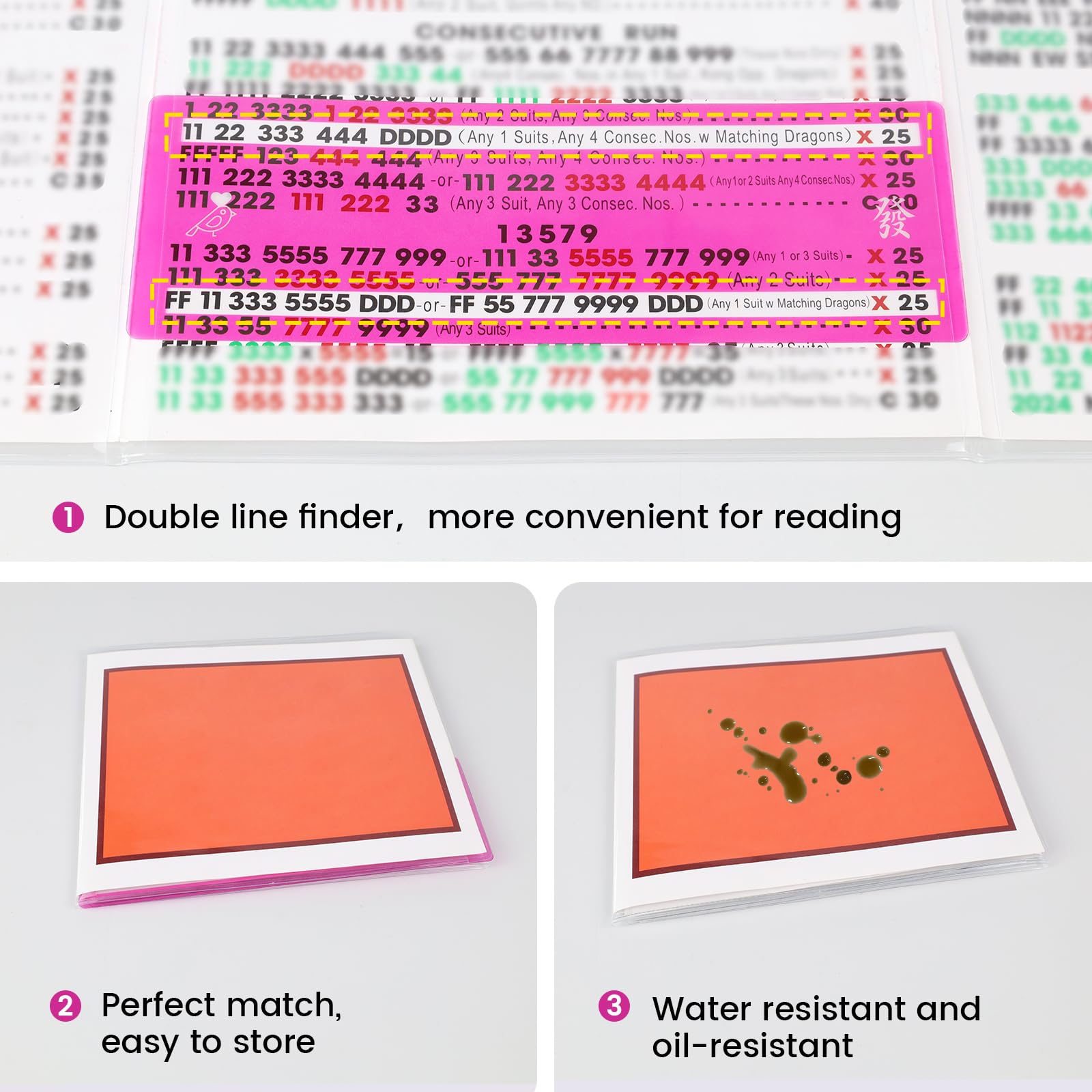 Amazon.com: Mahjong Card Sleeve Positioning Set (Includes 4Pcs Mahjong Card  Sleeve and 4Pcs Line Finder),Use together to Protect Your Mah jong Cards  and Quickly Identify Winning Combinations During Gameplay,Pink : Toys &