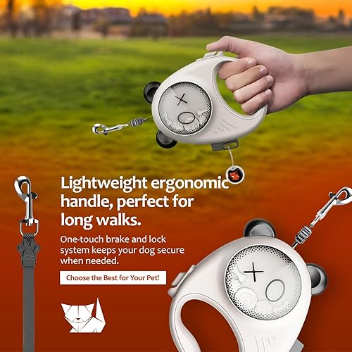 Miniatura 4 de Correa retráctil para perro, cinta de nailon fuerte de 13 pies con correa de bloqueo automático para perros pequeños de hasta 20 libras, sin