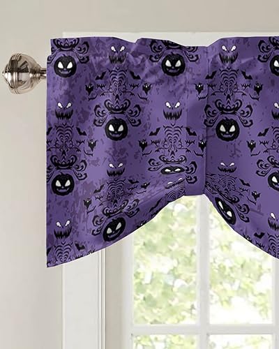 Miniatura 3 de Cenefas de ventana de calabaza de Halloween, cortinas de cocina, cortinas para sala de estar, dormitorio, baño, lavable, pequeña mansión encantada