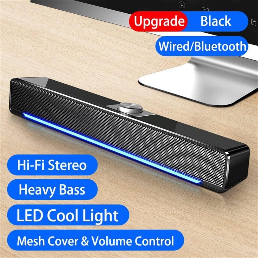 Speaker Sound Bar AUX Theater Surround Soundbar with Light for PC TV Computer Home image 3