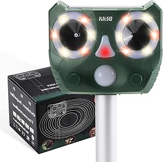 2025 Upgraded Solar Ultrasonic Animal Repellent Outdoor Indoor with Bionic Shape Design, Waterproof Deer Repellent Device with Motion Activated Deterrent Cat Dog Bird Rabbit Squirrels Raccoon Skunk