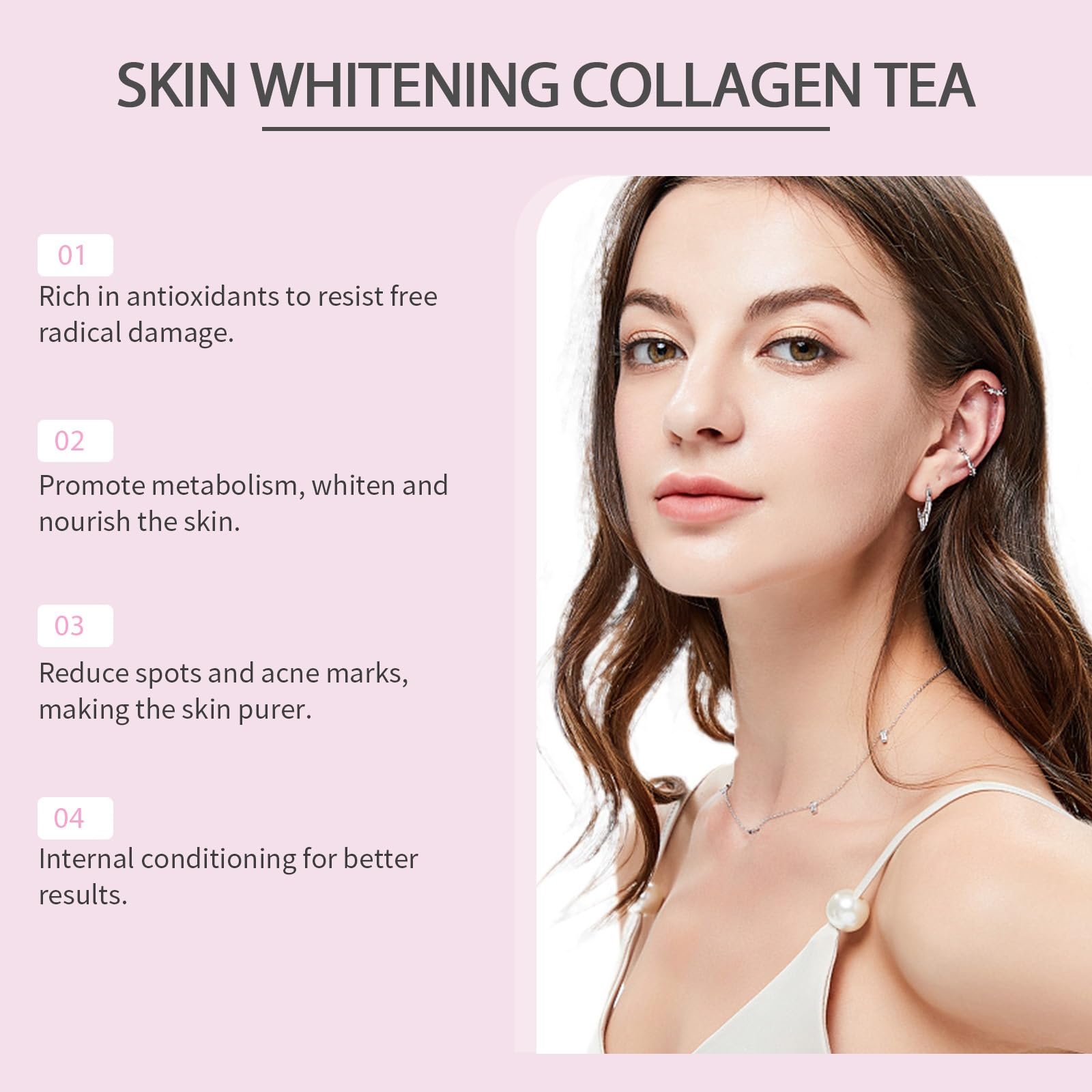 Té De Colágeno Blanqueador A Base De Hierbas Con Té Verde Y Poria Cocos: Ilumina Profundamente La Piel Y Realza La Luminosidad Del Cutis.(1PCS)